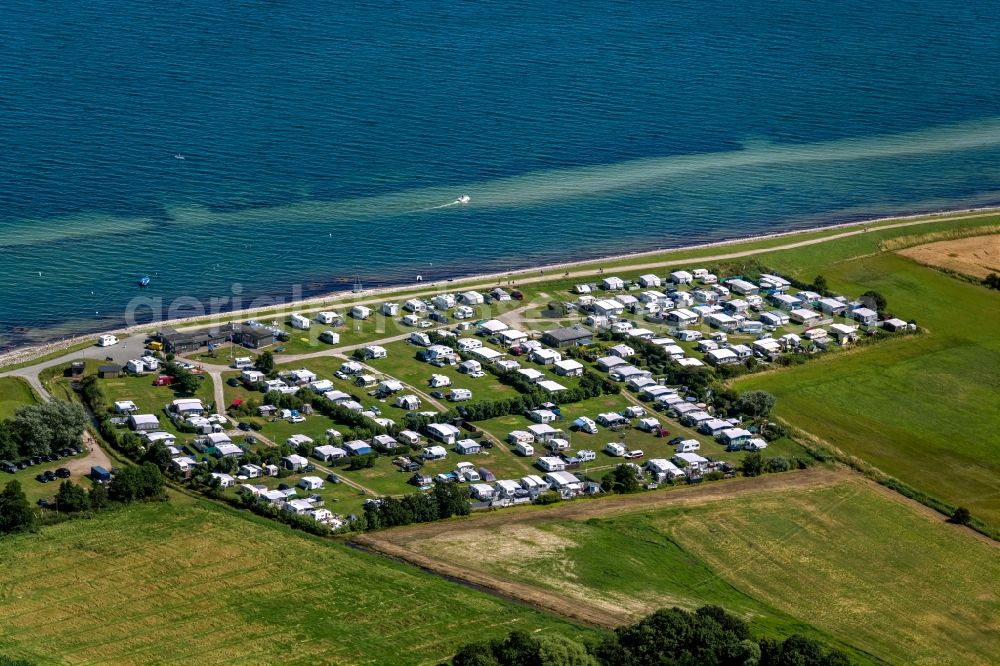 Aerial photograph Falshöft - Camping with caravans and tents in Falshoeft in the state Schleswig-Holstein, Germany