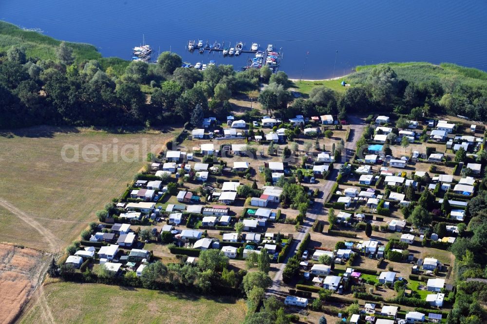 Aerial image Stechow-Ferchesar - Caravan and Tent Camping Park Buntspecht at Lake Ferchesar in Stechow-Ferchesar in Brandenburg, Germany