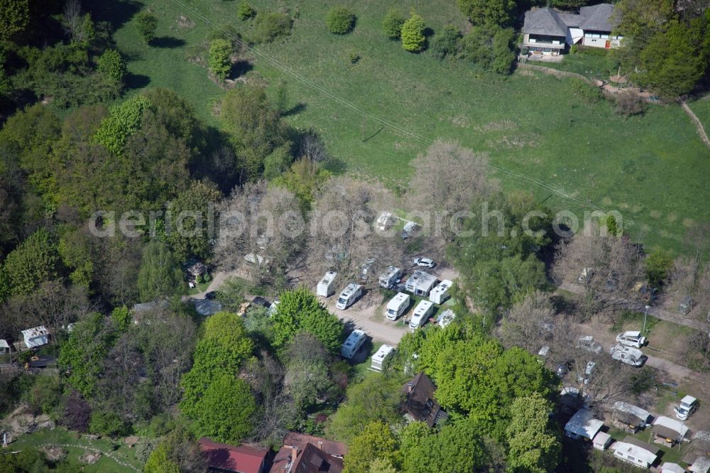 Freiburg im Breisgau from above - Camping with caravans and tents in Freiburg im Breisgau in the state Baden-Wuerttemberg