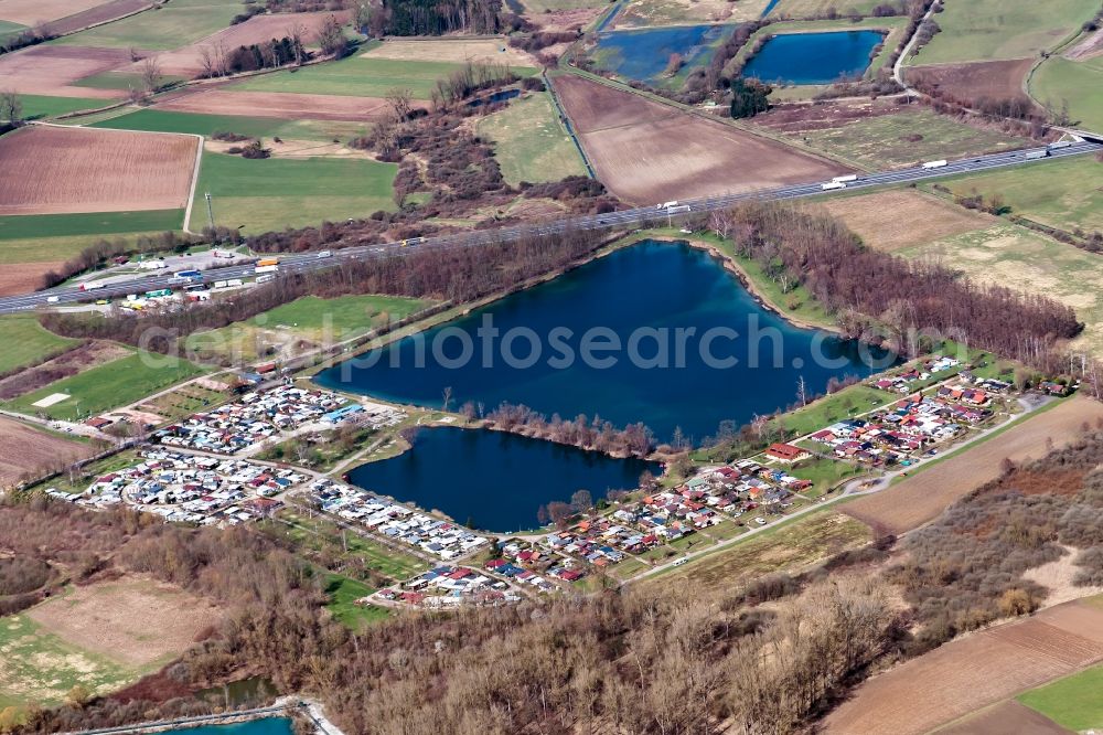 Friesenheim from the bird's eye view: Camping with caravans and tents in Friesenheim in the state Baden-Wuerttemberg, Germany