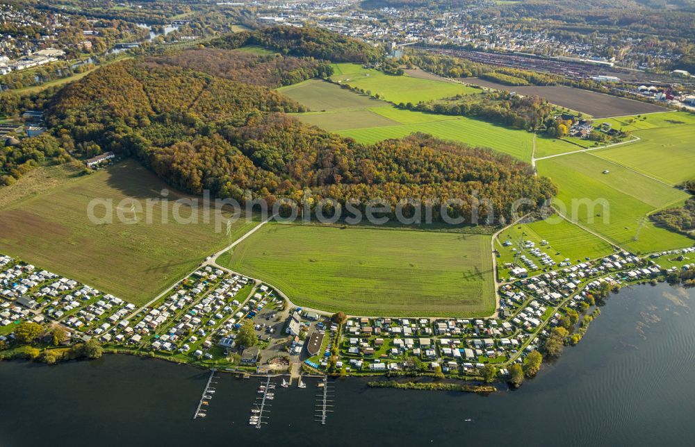 Hagen from above - Camping with caravans and tents in Hagen in the state North Rhine-Westphalia, Germany