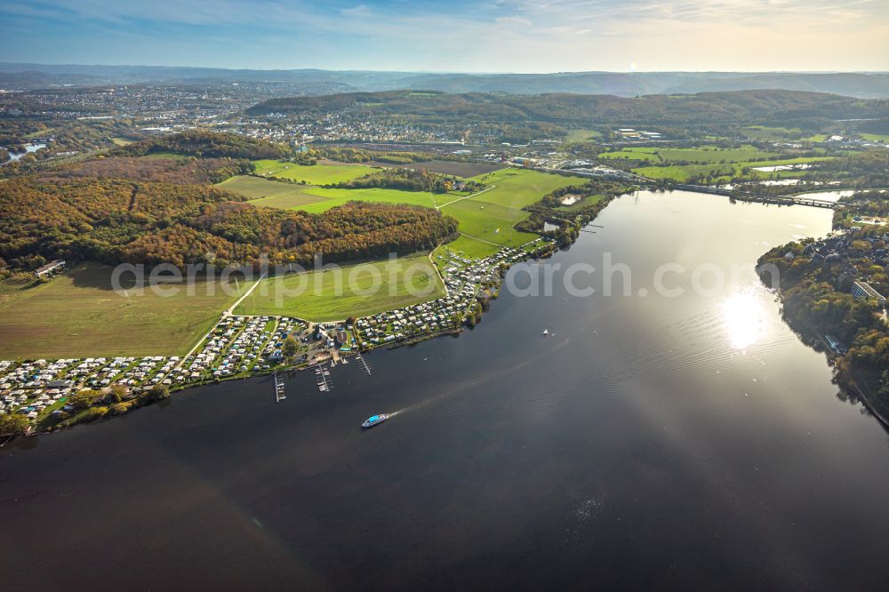 Hagen from the bird's eye view: Camping with caravans and tents in Hagen in the state North Rhine-Westphalia, Germany