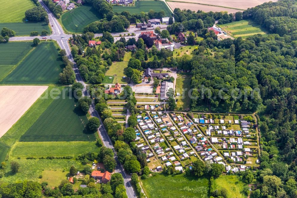 Haltern am See from the bird's eye view: Camping with caravans and tents in Haltern am See in the state North Rhine-Westphalia, Germany