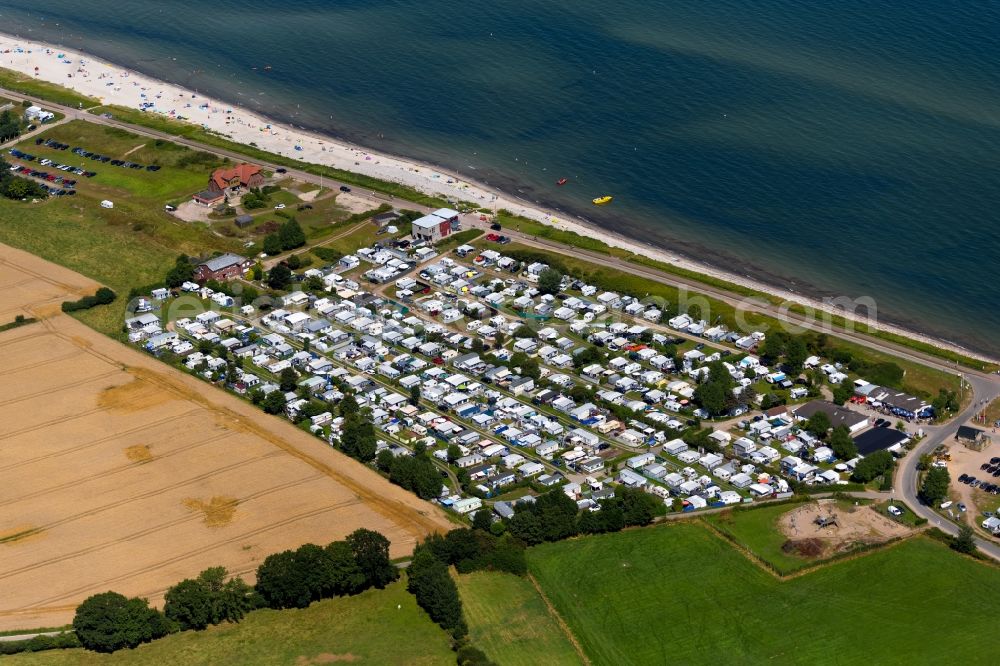 Aerial photograph Hasselberg - Camping with caravans and tents in Hasselberg in the state Schleswig-Holstein, Germany