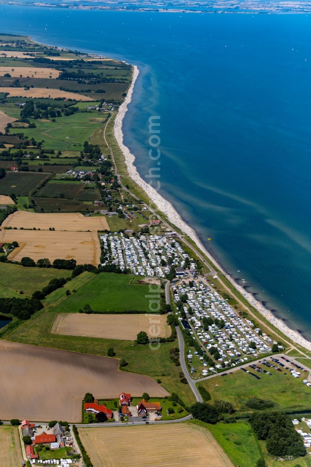 Aerial image Hasselberg - Camping with caravans and tents in Hasselberg in the state Schleswig-Holstein, Germany