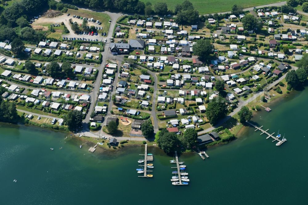 Aerial image Hückeswagen - Camping with caravans and tents in Hueckeswagen in the state North Rhine-Westphalia, Germany