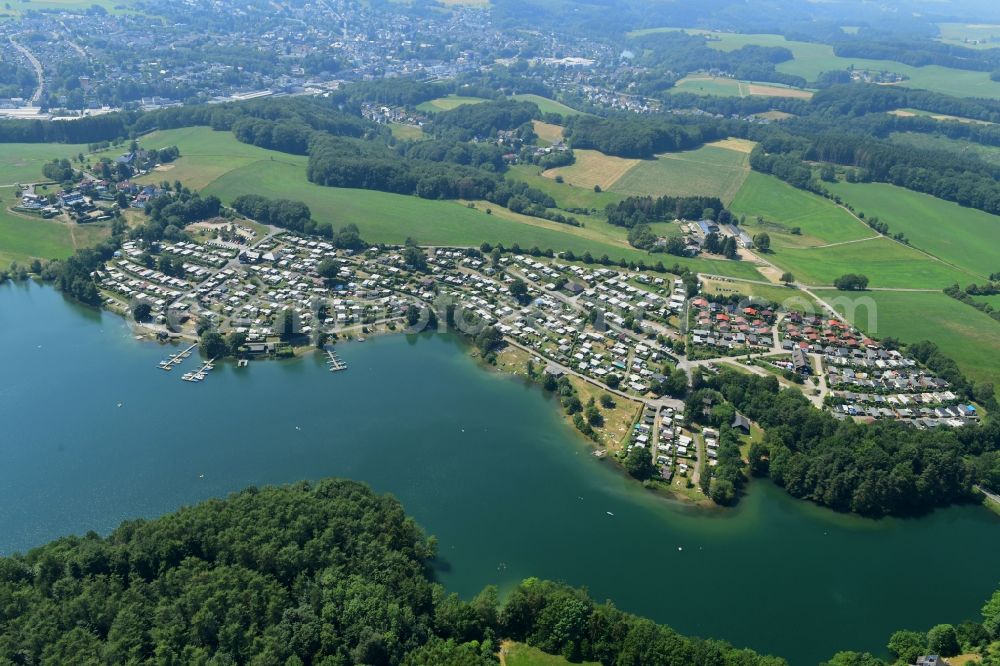 Aerial photograph Hückeswagen - Camping with caravans and tents in Hueckeswagen in the state North Rhine-Westphalia, Germany