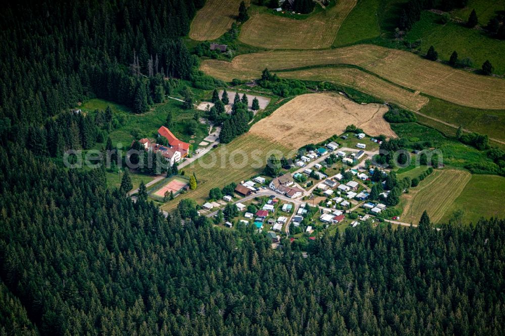 Herrenwies from above - Camping with caravans and tents in Herrenwies in the state Baden-Wurttemberg, Germany