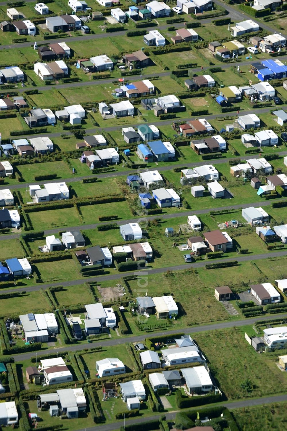 Hörstel from the bird's eye view: Camping with caravans and tents in Hoerstel in the state North Rhine-Westphalia