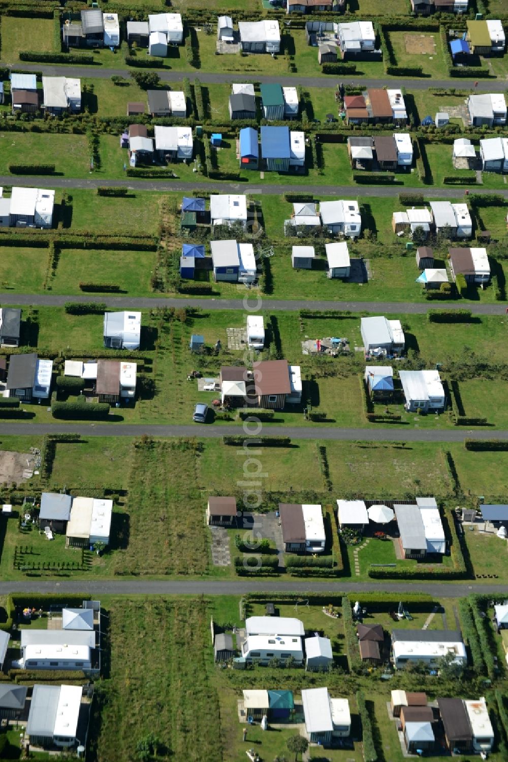 Hörstel from the bird's eye view: Camping with caravans and tents in Hoerstel in the state North Rhine-Westphalia