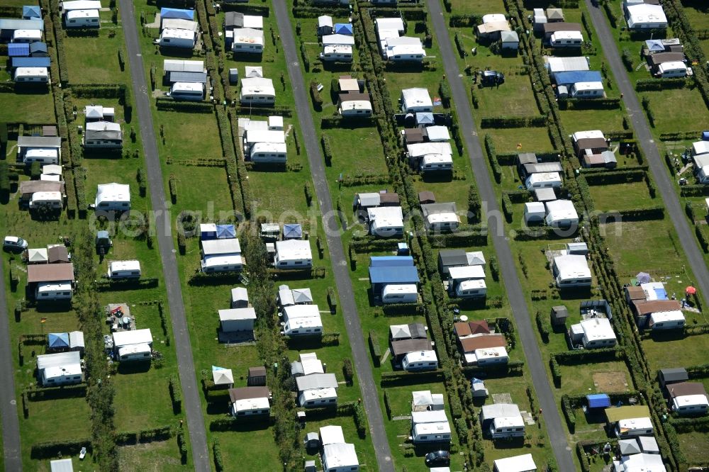 Hörstel from the bird's eye view: Camping with caravans and tents in Hoerstel in the state North Rhine-Westphalia