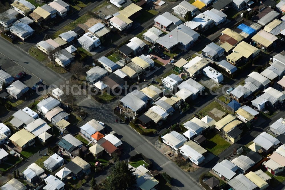 Aerial photograph Karlstein am Main - Camping with caravans and tents in Karlstein am Main in the state Bavaria