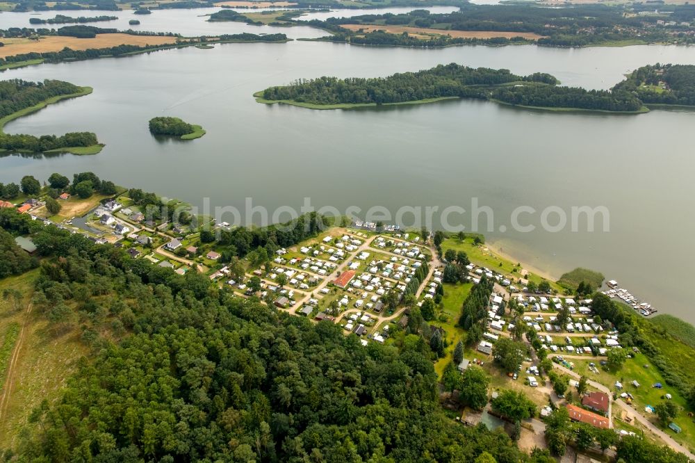 Aerial photograph Krakow am See - Camping with caravans and tents in Krakow am See in the state Mecklenburg - Western Pomerania