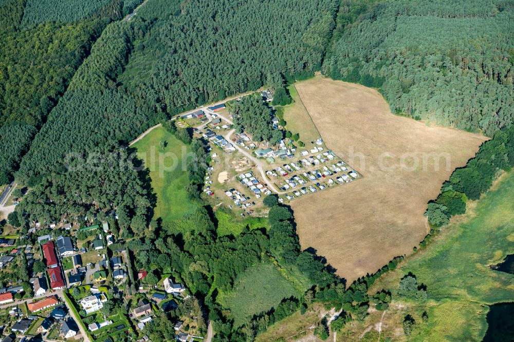 Kröslin from above - Camping with caravans and tents in Kroeslin in the state Mecklenburg - Western Pomerania, Germany