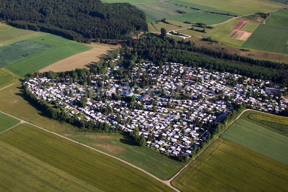 Aerial photograph Laichingen - Camping with caravans and tents in Laichingen in the state Baden-Wuerttemberg