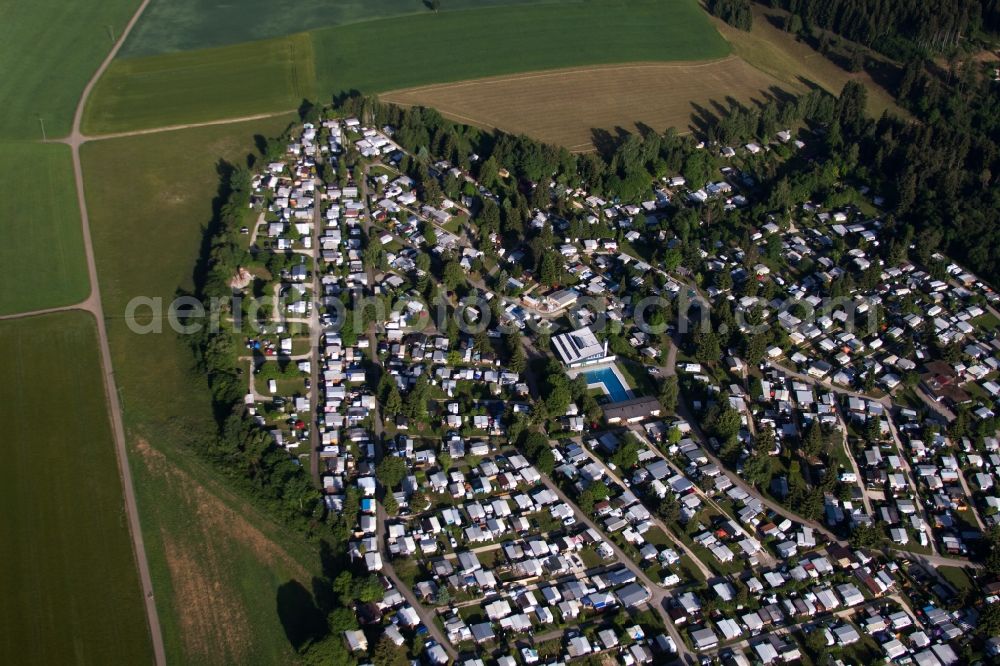 Laichingen from above - Camping with caravans and tents in Laichingen in the state Baden-Wuerttemberg