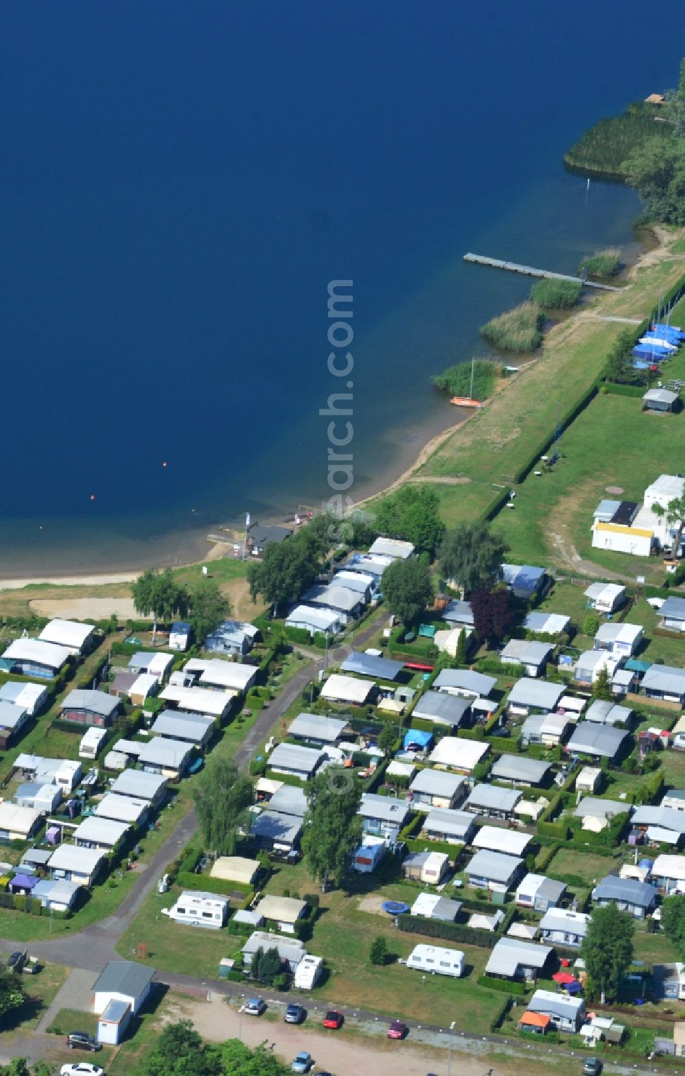 Magdeburg Barleben from the bird's eye view: Camping with caravans and tents in Magdeburg Barleben in the state Saxony-Anhalt