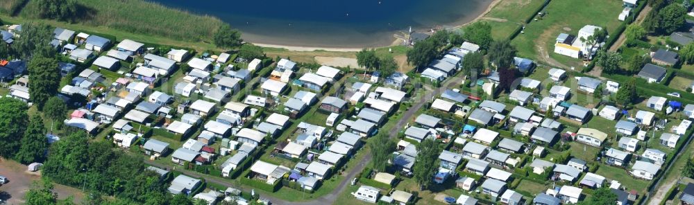 Aerial photograph Magdeburg Barleben - Camping with caravans and tents in Magdeburg Barleben in the state Saxony-Anhalt