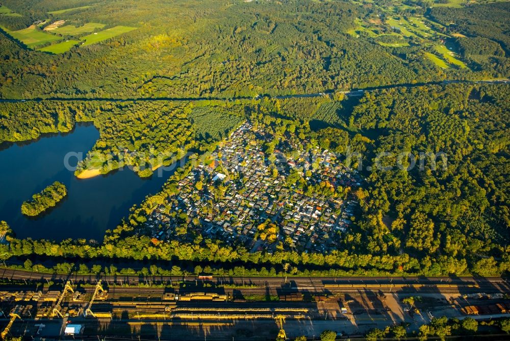 Mülheim an der Ruhr from above - Camping with caravans and tents in Muelheim an der Ruhr in the state North Rhine-Westphalia