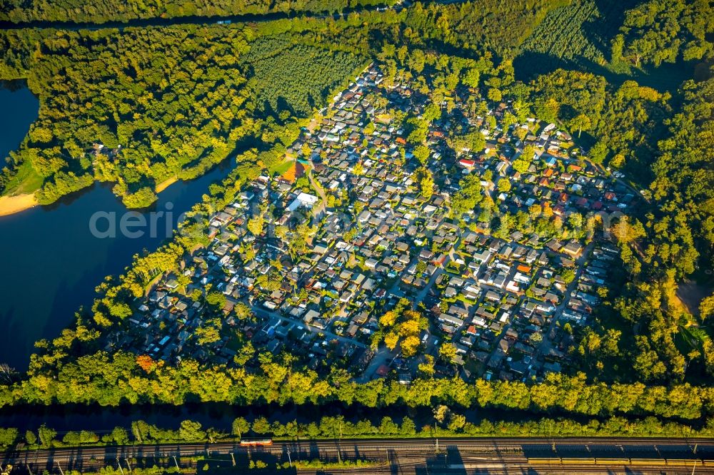 Aerial image Mülheim an der Ruhr - Camping with caravans and tents in Muelheim an der Ruhr in the state North Rhine-Westphalia