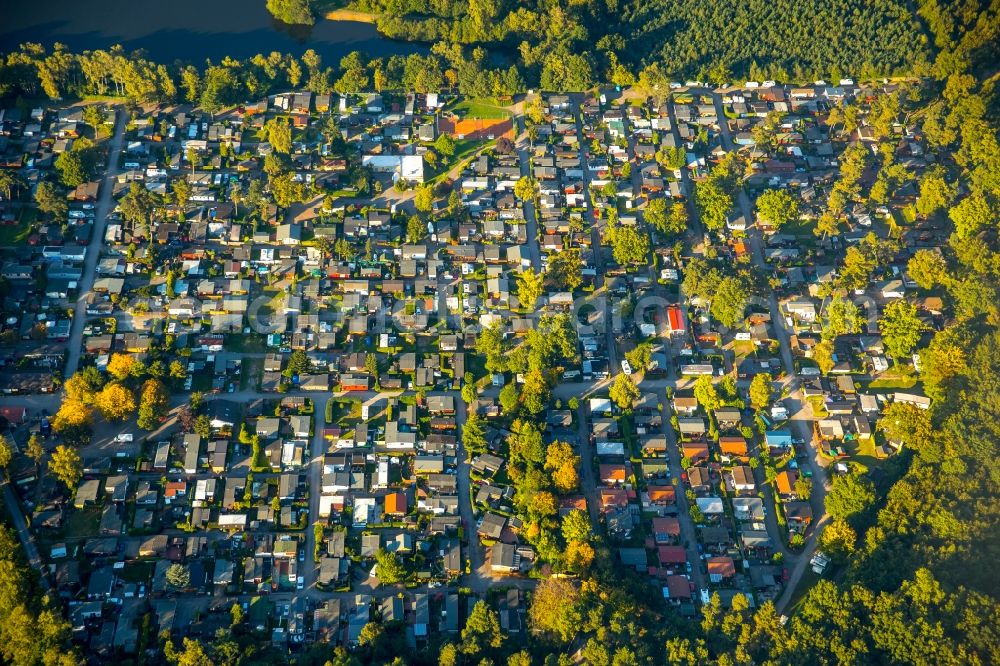 Mülheim an der Ruhr from above - Camping with caravans and tents in Muelheim an der Ruhr in the state North Rhine-Westphalia