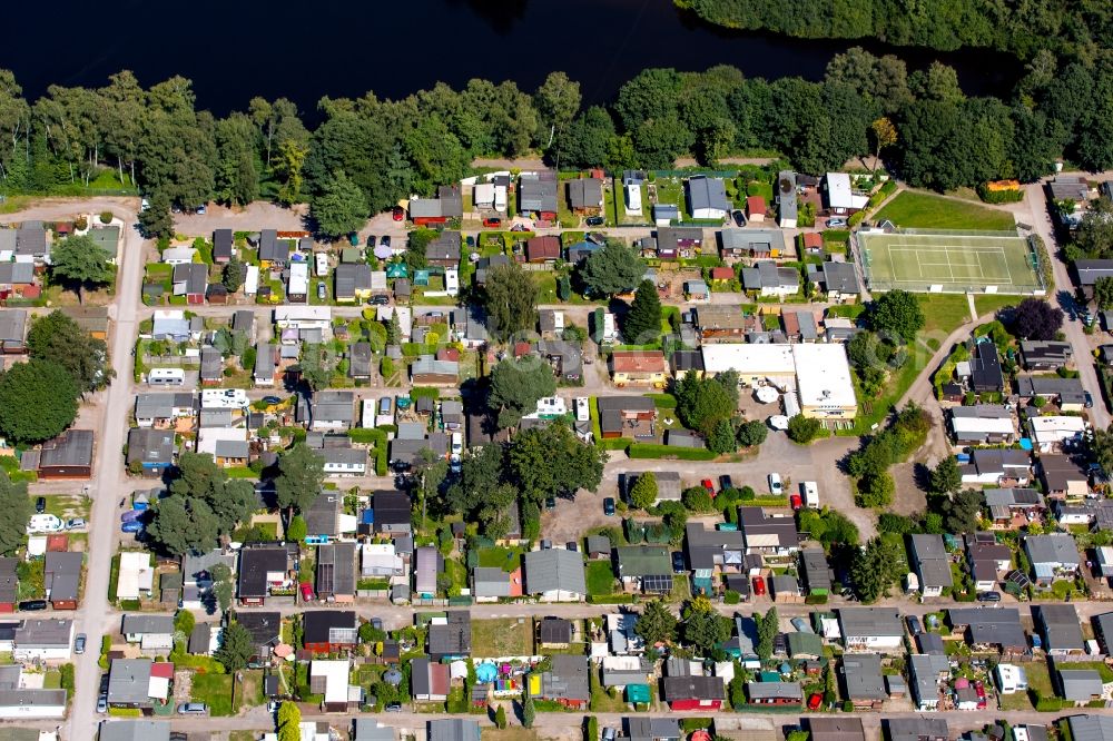 Mülheim an der Ruhr from above - Camping with caravans and tents in Muelheim on the Ruhr in the state North Rhine-Westphalia