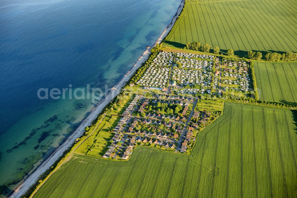 Neukirchen from above - Caravans and tents - campsite and tent site campsite on the Costa Sahna in Neukirchen on the Baltic Sea coast in the state Schleswig-Holstein, Germany