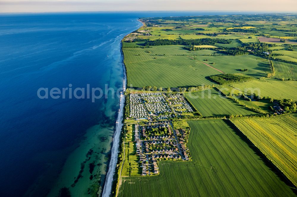 Aerial image Neukirchen - Caravans and tents - campsite and tent site campsite on the Costa Sahna in Neukirchen on the Baltic Sea coast in the state Schleswig-Holstein, Germany