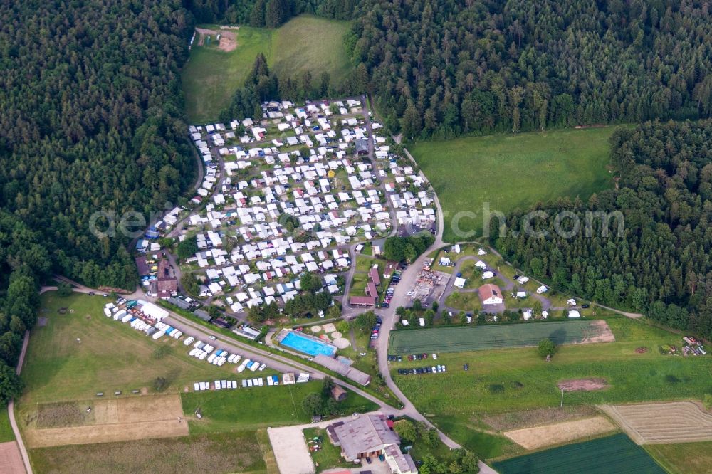 Aerial image Neubulach - Camping with caravans and tents in the district Bad Teinach in Neubulach in the state Baden-Wuerttemberg, Germany