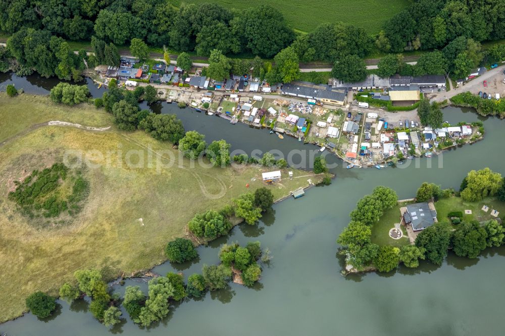 Aerial image Witten - Camping with caravans and tents in the district Bommern on Ruhr river in Witten in the state North Rhine-Westphalia, Germany