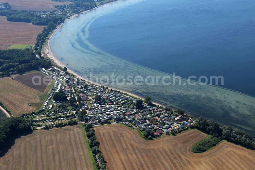 Aerial image Hohenkirchen - Camping with caravans and tents in the district Gramkow in Hohenkirchen in the state Mecklenburg - Western Pomerania