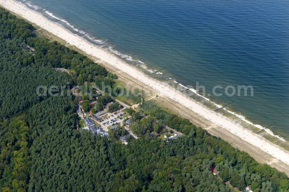 Aerial photograph Ückeritz - Camping with caravans and tents in the district Koelpinsee in Ueckeritz in the state Mecklenburg - Western Pomerania