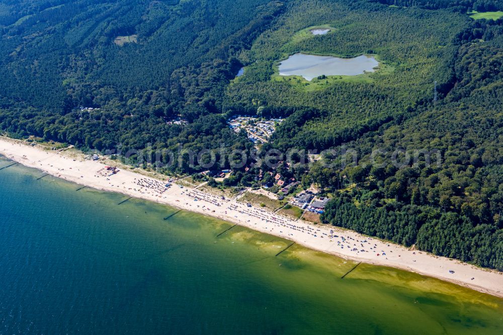 Aerial image Ückeritz - Camping with caravans and tents in the district Koelpinsee in Ueckeritz in the state Mecklenburg - Western Pomerania