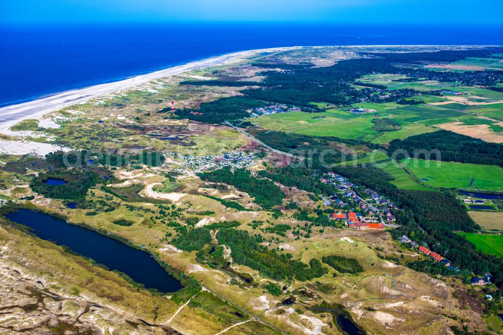 Wittdün auf Amrum from above - Camping with caravans and tents in the district Sueddorf in Wittduen auf Amrum in the state Schleswig-Holstein, Germany