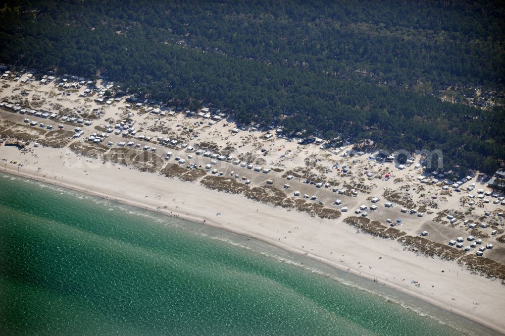 Aerial photograph Prerow - Camping with caravans and tents in the district Wieck a. Darss in Prerow in the state Mecklenburg - Western Pomerania