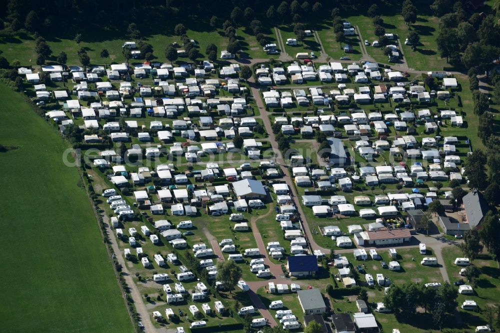 Aerial image Ostseebad Boltenhagen - Camp site - Zeltplatz with caravans and tents in Ostseebad Boltenhagen in the state Mecklenburg - Western Pomerania