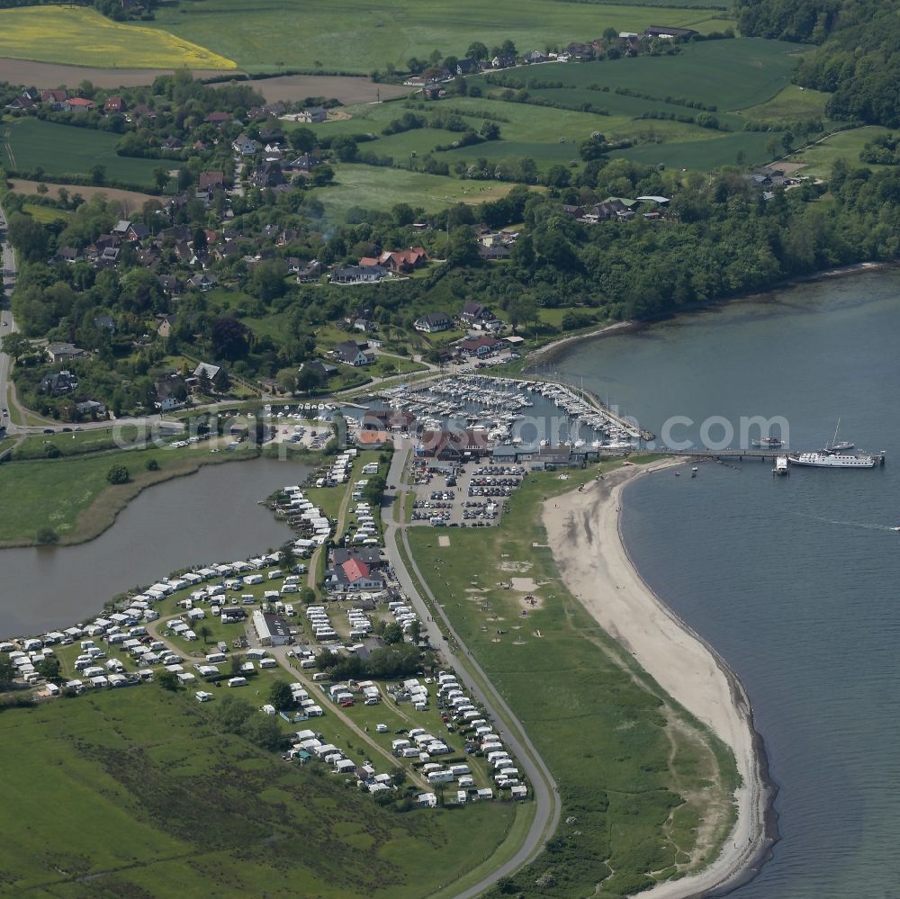 Aerial photograph Langballig - Camping with caravans and tents at the Baltic beach in Langballig in Schleswig-Holstein