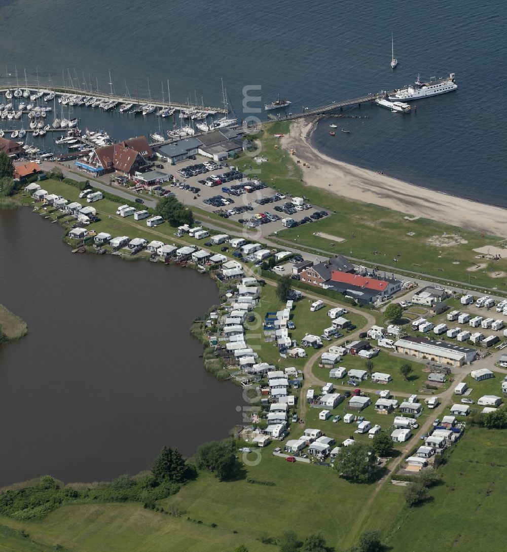 Langballig from above - Camping with caravans and tents at the Baltic beach in Langballig in Schleswig-Holstein