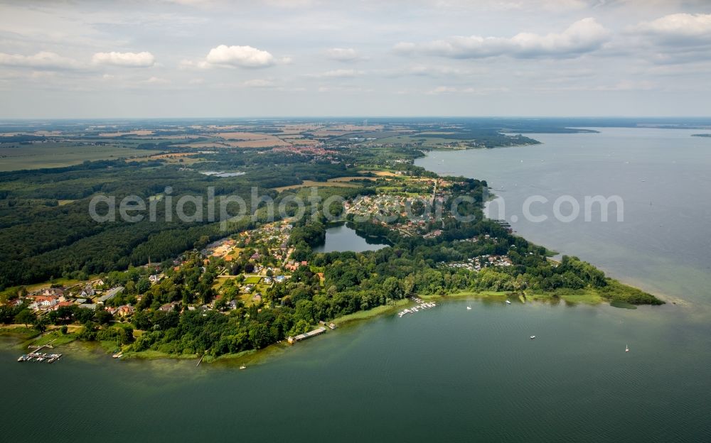 Aerial photograph Plau am See - Camping with caravans and tents in Plau am See in the state Mecklenburg - Western Pomerania