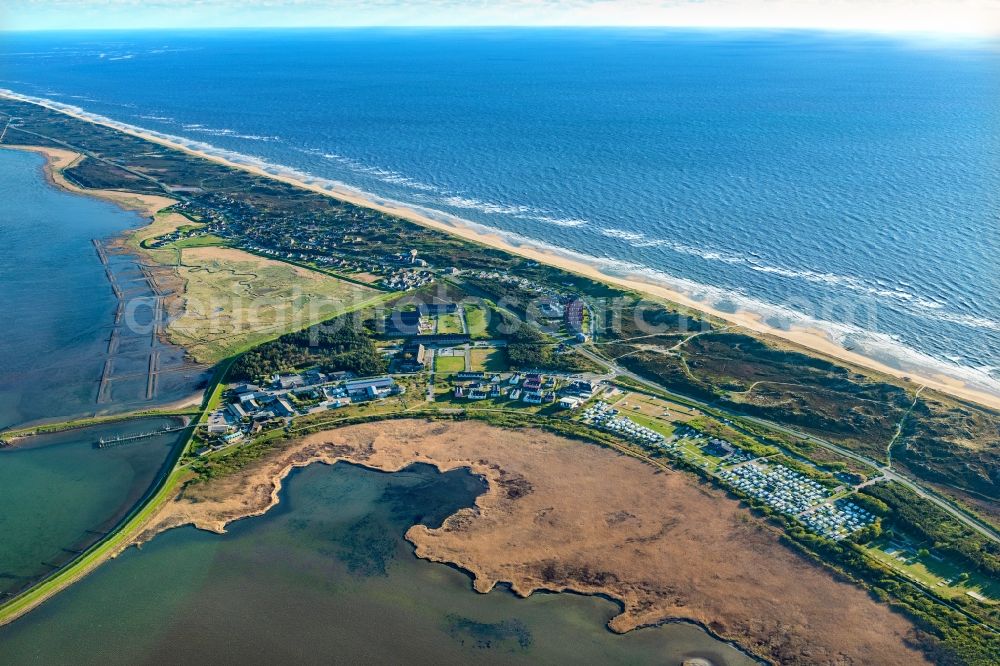 Aerial image Rantum (Sylt) - Caravans and tents - camping site and campground at the Rantum basin in Rantum (Sylt) in the state Schleswig-Holstein, Germany