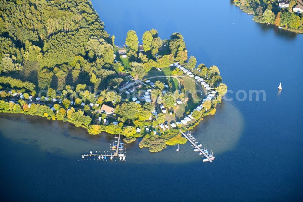 Aerial image Ratzeburg - Camping with caravans and tents in Ratzeburg in the state Schleswig-Holstein, Germany