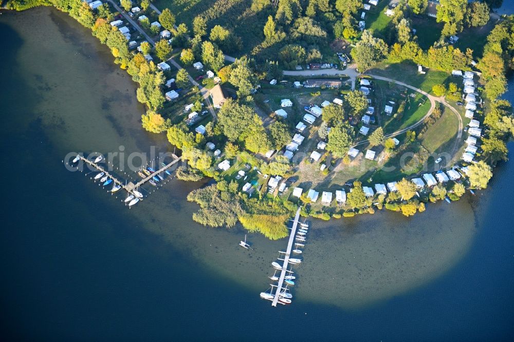 Ratzeburg from the bird's eye view: Camping with caravans and tents in Ratzeburg in the state Schleswig-Holstein, Germany