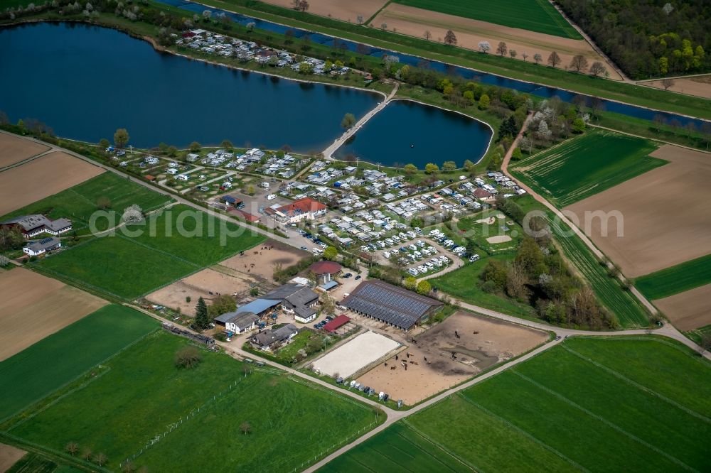 Riegel am Kaiserstuhl from the bird's eye view: Camping with caravans and tents in Riegel am Kaiserstuhl in the state Baden-Wuerttemberg, Germany