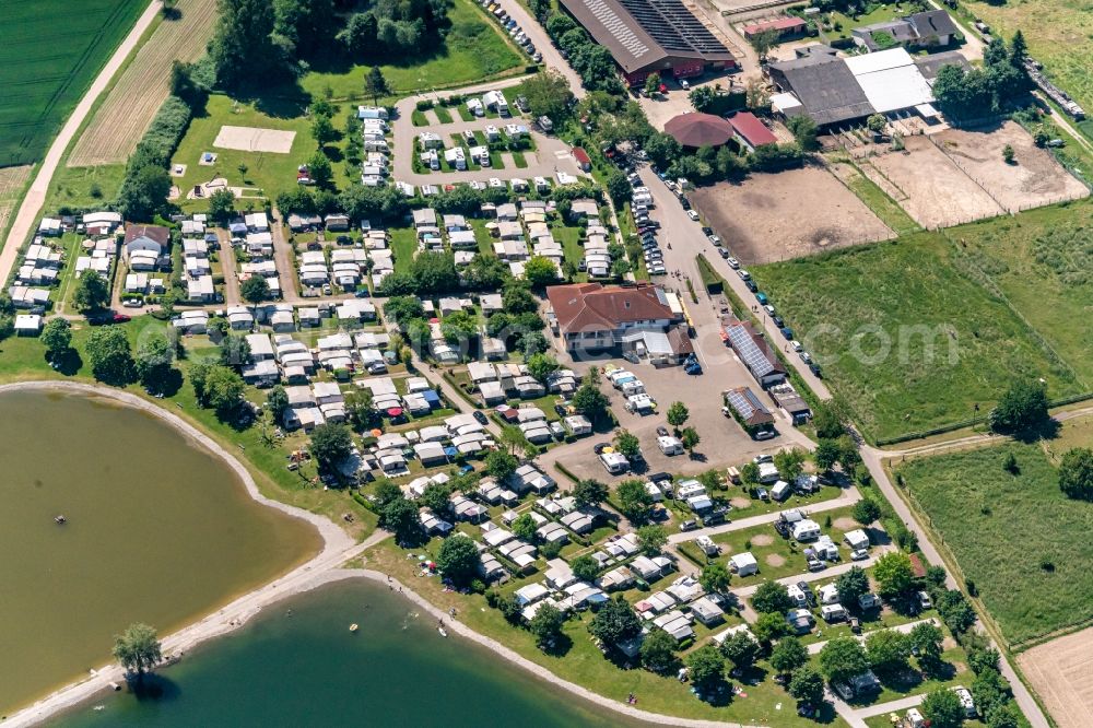 Aerial image Forchheim - Camping with caravans and tents in Riegel am Kaiserstuhl in the state Baden-Wurttemberg, Germany