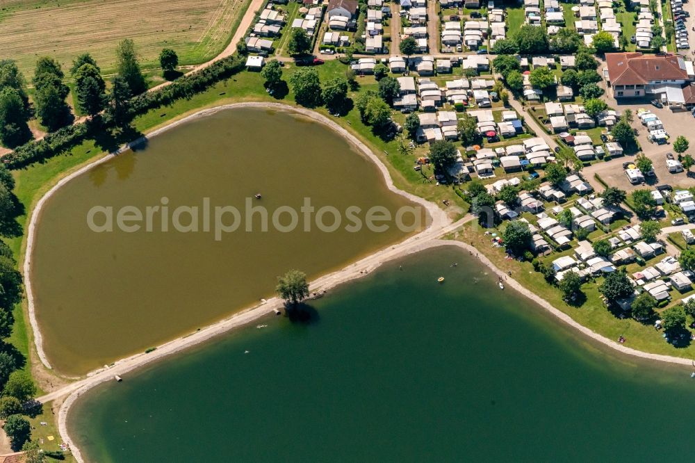 Aerial photograph Forchheim - Camping with caravans and tents in Riegel am Kaiserstuhl in the state Baden-Wurttemberg, Germany