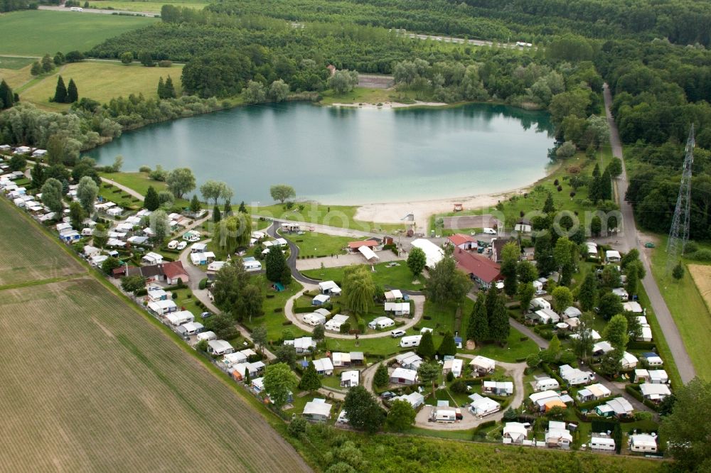 Aerial image Rœschwoog - Camping with caravans and tents in RA?schwoog in Grand Est, France