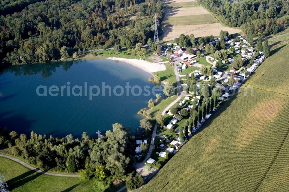 Aerial photograph Rœschwoog - Camping with caravans and tents in RA?schwoog in Grand Est, France