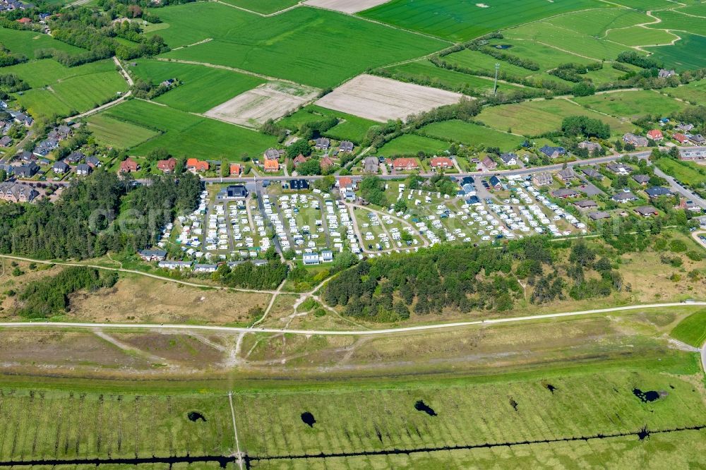 Aerial photograph Sankt Peter-Ording - Camping with caravans and tents in Sankt Peter-Ording in the state Schleswig-Holstein, Germany