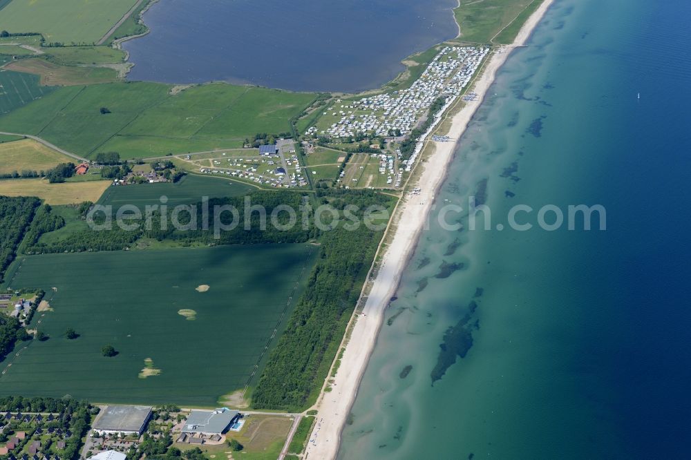 Schubystrand from above - Camping with caravans and tents in Schubystrand in the state Schleswig-Holstein