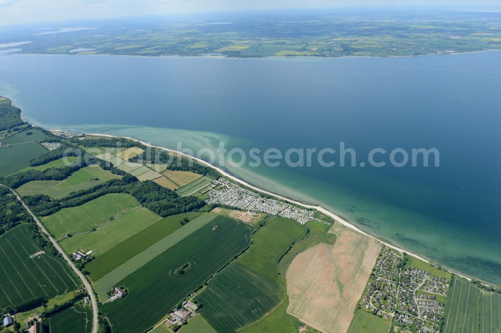 Schwedeneck from the bird's eye view: Camping with caravans and tents in Schwedeneck in the state Schleswig-Holstein